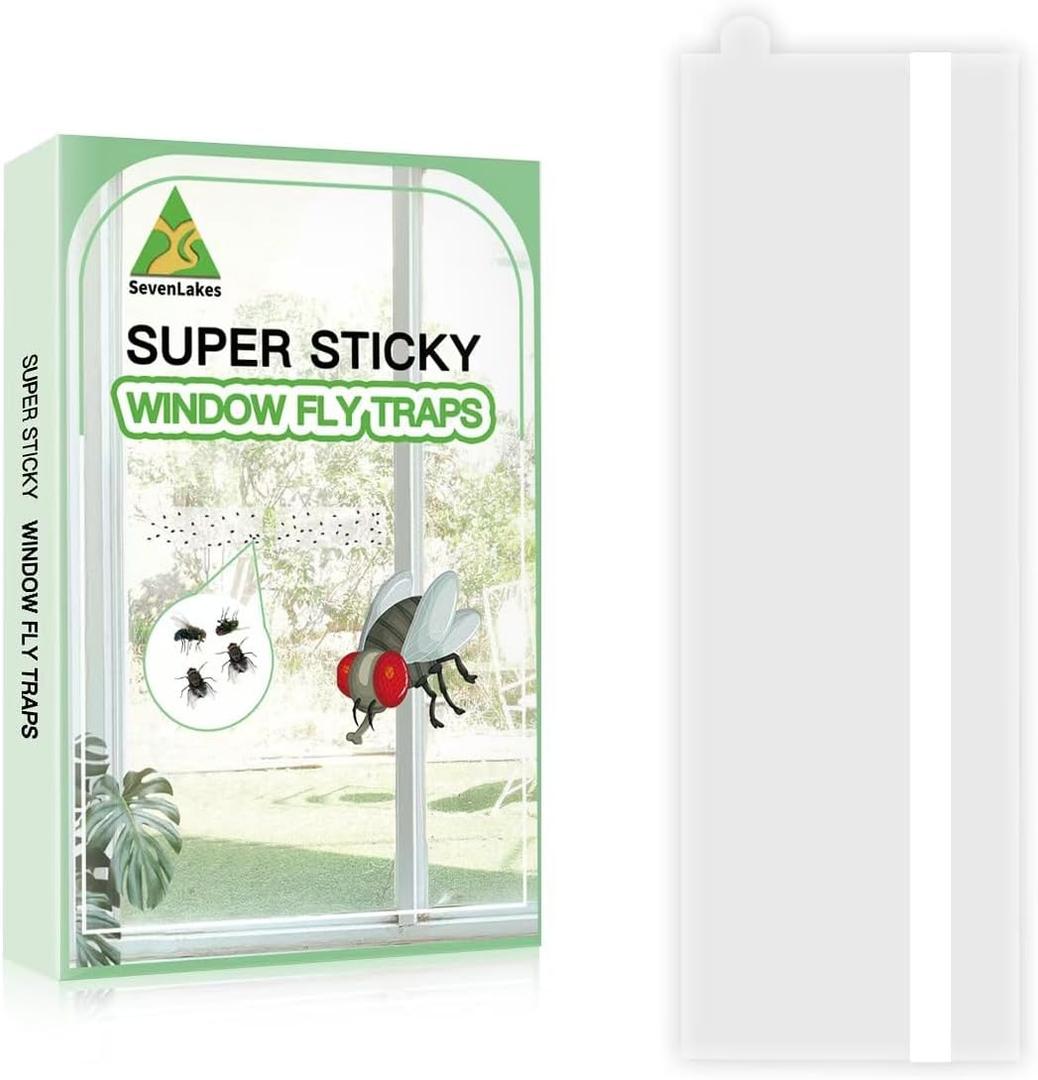 60 Pack Window Fly Traps, Clear Sticky Insect Catchers for Windows, Non-Toxic, Odorless, Waterproof Bug Trap for Fruit Flies, Gnats, House Flies & More Indoor/Outdoor Insect Control Solution