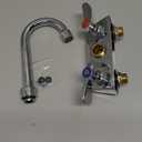 Leak-Free Commercial Bar Sink Faucet 3-1/2" Gooseneck Spout with Ceramic Valve, Portable Hand Sink Cart Faucet 4" Center Deck Mount, Brass Constructed for Small Sink in Kitchen, RV, Cafe