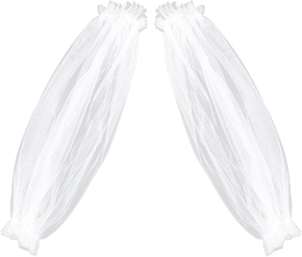 GORGECRAFT 2Pcs Removable Tulle Puff Sleeves White Polyester Wedding Detachable Long Bridal Sleeve Lace Appliques Costume Accessory for Wedding Dress Prom Evening Party 23.4 x 8.3 Inch