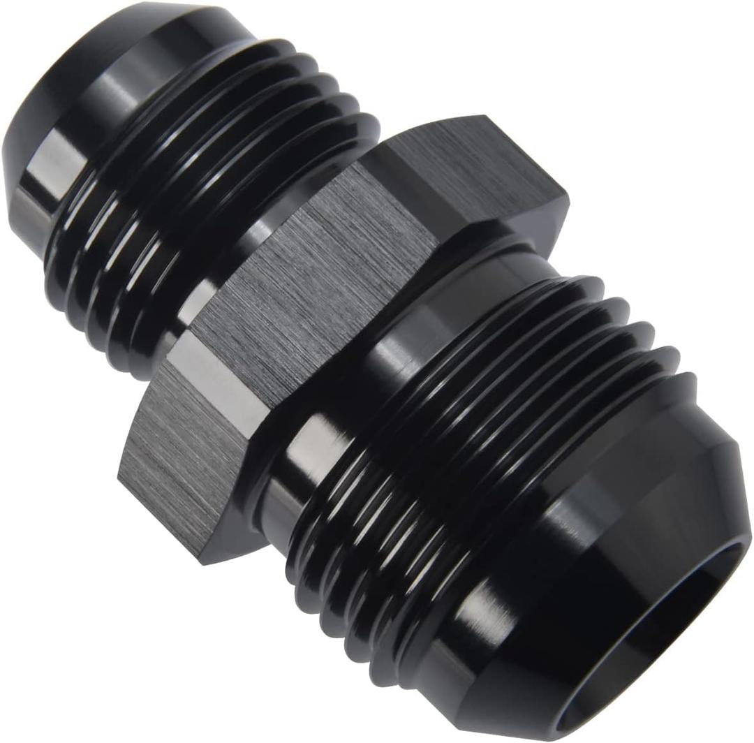 Podavelle 12AN to 10AN Male Flare Reducer Union Adapter Fitting Aluminum Black (Black, Straight - 1PC)