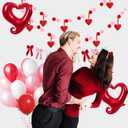 Valentines Day Party Balloons Arch Garland Kit, Red Pink White Bows Decorations, 106pcs Balloons & Accessories for Valentines Engagement Party Birthday Decorations