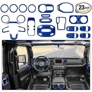 RT-TCZ for Wrangler JL Interior Trim Kit Compatible with Jeep Wrangler JL JLU Gladiator JT 2018-2023 Carbon Fiber Interior Accessories 23pcs, Blue