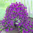 Artificial Flowers for Outdoors, Fake Hanging Flowers for Decoration, UV Resistant Artificial Outdoor Plants, 2 Pcs Artificial Petunias for Outdoors Garden Patio Porch Yard Decoration, Purple