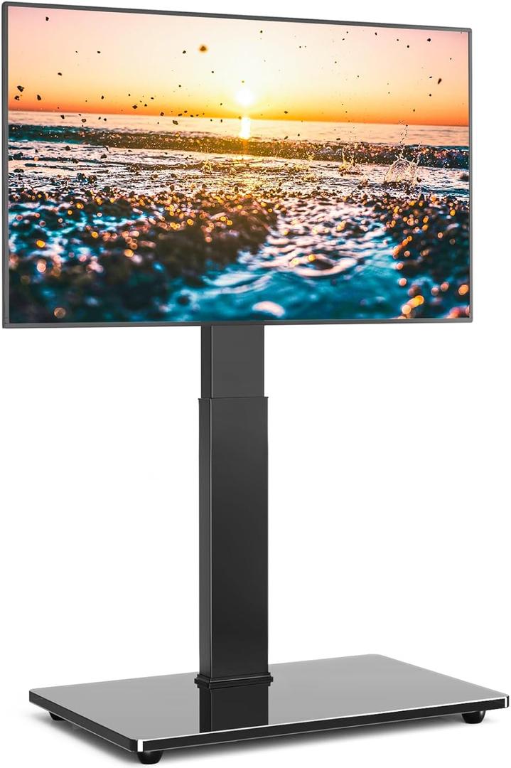 5Rcom Reinforced Floor TV Stand with Mount, Height Adjustable TV Floor Stand for 32-70 inch Plasma LCD LED Flat or Curved Screen TVs, Swivel TV Stand for Bedroom, Living Room (BLACK)