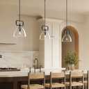 10 Inch Large Knurled Black Blown Glass Modern Kitchen Island Pendant Light Fixtures, 1 Light Kitchen Island Pendant Lighting, Single Pendant Light for Foyer, Entryway, Dining, Includes Two Bulbs