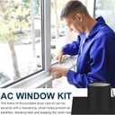 Nuanchu Portable Air Conditioner Window Vent Kit Sliding Window Seal Kit with Drawstring and Adhesive 10 x 40~64 inch Length Adjustable Fastener AC Vent Sealing Cloth for Dryer Hose(Black)