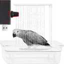 Parrot Bathtub, USB Electric Large Bird Bathtub Shower with Water Pressure Controller, Automatic Pet Bird Bath for Parakeet, Cockatiel, African Grey, Cockatoo, Bird Case Accessories, Bird Toys