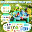 Upgraded Water Table for Toddlers Toy Set, 4-in-1 Kids Sensory Sand Table with Electric Water Pump Elephant Rain Shower Sprinkler, Summer Birthday Gift STEM Fishing for Boys Girls Ages 3 4 5 6 7