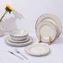 Melamine Dinnerware Set for 4, 12-Piece Rusty Gray BPA-Free, Dishwasher-Safe Plates & Bowls for Indoor Outdoor Dining, Portable and Reusable