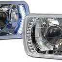 Universal 7X6 Chrome DRL White LED Sealed Beam Projector Head Lights Lamp for H6052, H6054 & H6014
