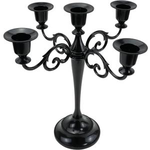 Metal Candle Holders 5 Wicks Black Candle Holders for Candlesticks Taper Candles10.6 inch Tall Candelabra, for 1/2-1 inch Pillar Candles Diameter Each,Candle Stand Decoration