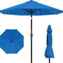 Kingdura 9FT Outdoor Patio Umbrella with Solar Lights, Market Table Umbrella with Push Button Tilt & Crank, 8 Sturdy Ribs, 32 LED Lights, UV Protection for Garden Lawn Deck Backyard Pool (Royal blue)