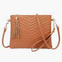 Trendy Vegan Leather Shoulder Purses, Clutch Wallet with Wristlet Strap,Small tassel Crossbody Bags for Women