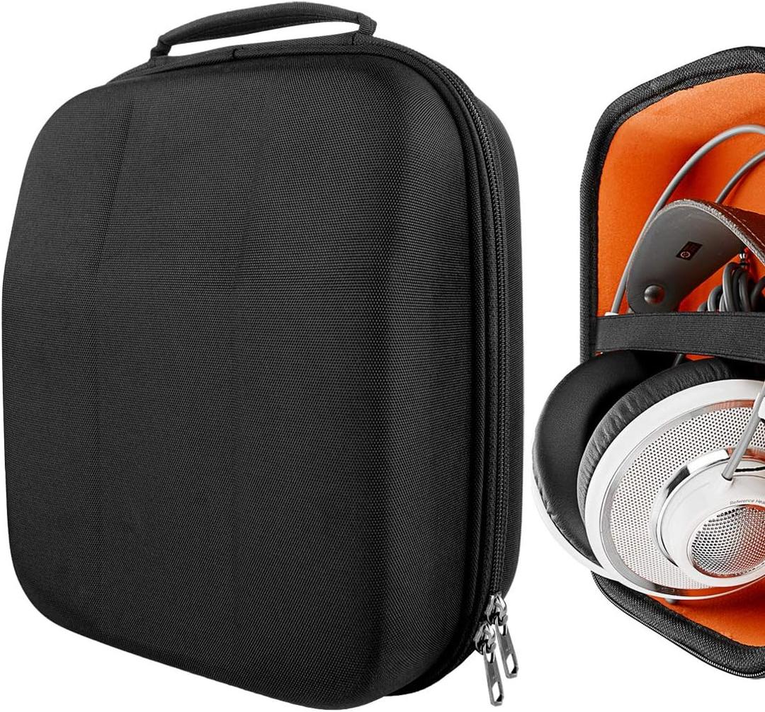 Geekria Shield Headphones Case Compatible with AKG K 240, K 92, K 712 Pro, K 702, K 701, N90Q, M220, K 553 and More, Replacement Hard Shell Travel Carrying Bag with Cable Storage (Black)