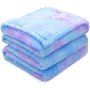 MUGD Soft Blankets Fleece Soft Fuzzy Throw Blanket Kids Warm Throw Blanket for Bed (Baby(40"x50"/ 100x130cm), Blue Purple)