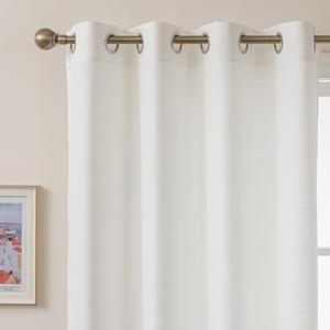 MvchennL White Linen Curtains 63 Inch Length, Light Filtering 2 Panels Set, Elegant Grommet Drapes for Living Room/Bedroom/Dining Room