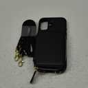 Bocasal RFID Blocking Wallet Case for iPhone 16, Adjustable Crossbody Zipper Purse Case Card Holder with Kickstand Detachable Wrist Strap, PU Leather Flip Folio Case 6.1 Inch 5G (Black)