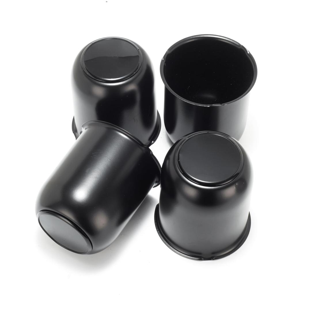 4 Pcs 3.19" Push Through Wheel Center Caps for Truck Trailer RV - Carbon Steel+ABS Plastic Top Plug removes Hub Caps (Fits 3.19" Bore, 3.31" Tall, High Black)