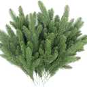 Hananona 50 Pcs Artificial Pine Branches Green Plants Pine Needles DIY Accessories for Garland Wreath Christmas and Home Garden Decor (50, Green)