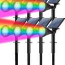 Tadyreal Solar Lights Outdoor Waterproof Color Changing 180° Adjustable RGB Solar Powered Landscape Spot Lights for Yard 7 Lighting Modes Solar Spotlights for Pathway Garden Outside (8 Pack)