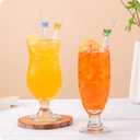 8 Pcs Fashionable Glass Straws with Bow Charms, Shatterproof Cute Fun Clear Bent Straws, Includes 2 Cleaning Brushes, Perfect for Cocktails, Coffee, Wine, Juices and Bar Drinks (Bow)