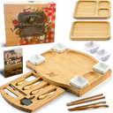 AYTITI Charcuterie Board And Knife Set: Bamboo Cheese Board With Rectangle Fruit Tray - Cheese Platter - Unique House Warming Gifts -New Home Anniversary - Wedding Gifts - Bridal Shower Gift For Women