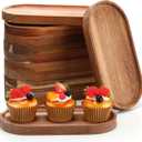 Geetery 12 Pcs Acacia Wooden Serving Trays 10 Inch Oval Wood Platter Wooden Serving Platter Oval Charcuterie Plates Board Cheese Plate Fruit Wood Tray Acacia Cheese Board for Dessert Appetizer