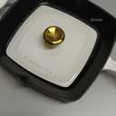 Tramontina Bestow Enameled Cast Iron Grill Pan with Press, 11-inch, Latte with Gold Knob