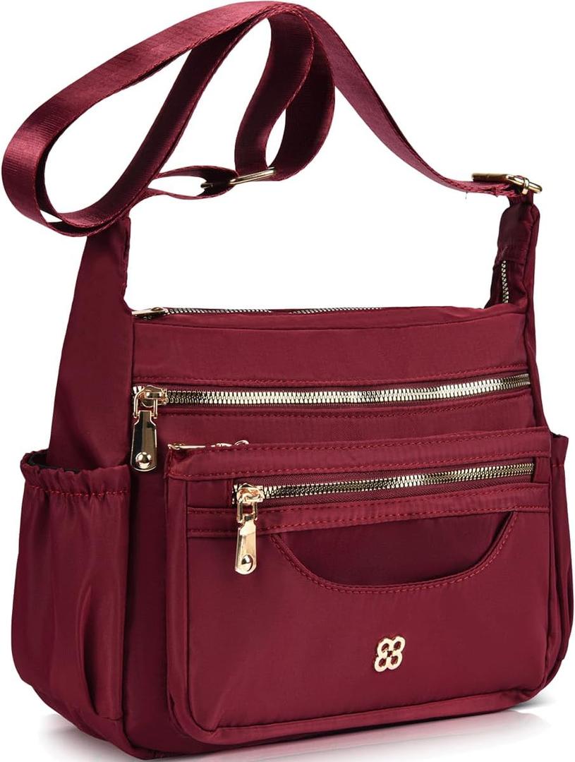 CAAORDKSO Messenger Bag for Women Nylon Waterproof Shoulder Purse Crossbody Bag Lightweight Travel Bag with Multiple Pockets