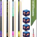 Premium Pool Sticks Set of 4 | 58-Inch, 19-Oz Canadian Maple Pool Cue with Low-Deflection Shaft & 4 Extra Chalks | Pro-Grade Billiard Cue for Home & Bar Play