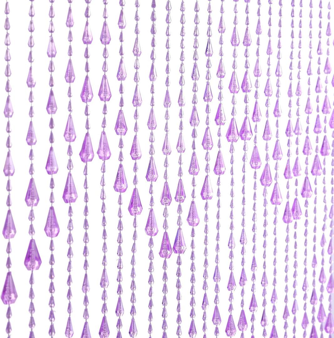Crystal Beaded Curtain for Doorway, Wave Pattern 45 Strands Pink, 35.5"W x 79"L