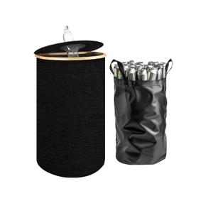 Recycle Bins for Kitchen 100L, D-Shape Large Recycling Bin with Lid and Removeable Reusable Inner Bag, Recycle Bins for Indoor Outdoor Home Use for Bottles Cans Glass and Plastice Cartons (Black)