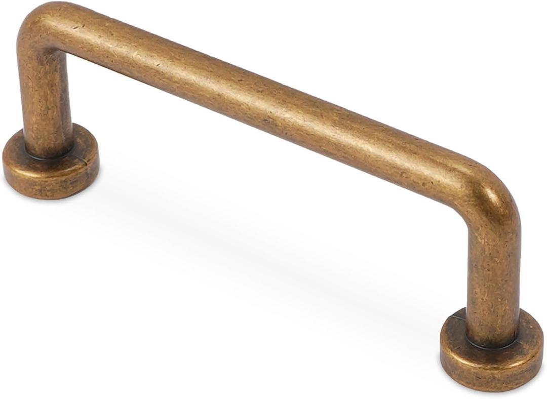 10 Pack 3 inch(76mm) Antique Brass Kitchen Cabinet Handles and Pulls - Vintage Drawer Handles - Aged Gold Bronze Finish - Cabinet Hardware