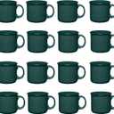 Gifts by Design Set of 16 Ceramic Campfire Mugs – 15 Oz, Green – Coffee & Tea Cups for Home, Work, Travel, Camping – Customizable, Great for DIY, Events, Companies