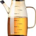 Large Glass Oil Dispenser Bottle for Kitchen Cooking Recipiente Para Aceite De Cocina Olive Oil Vinegar Dispenser Cruet Stainless Steel Lid No Drip Liquid Container (Champagne, 34oz /1000ml)