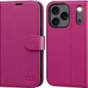 OCASE Compatible with iPhone 17 Pro Wallet Case, PU Leather Flip Folio Case with Card Holders RFID Blocking Kickstand [Shockproof TPU Inner Shell] Phone Cover 6.3 Inch 2025, Rose