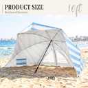 Beach Tent Easy Set Up Canopy Sun Shelter Shade with UPF 50+UV Protection Portable Beach Umbrella Outdoor Sunwall with Sand Pockets for Fishing Backyard Camping(Sea Salt Stripe)