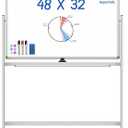 Maxtek Rolling White Board on Wheels 48x32 in, Double-Sided Magnetic Stand
Mobile Dry Erase Board with Stand, Aluminum Frame Easel, Reversible Writing Surface for Office, Classroom School Homeschool