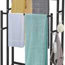 47.6 Inch Tall Free Standing Towel Racks 3 Tier Pool Towel Rack Outdoor Oversized Floor Bath Towel Drying Valet Holder Blanket Quilt Rack Stand for Bathroom Bedroom Beach Hot Tub Gym Pool Area Outside
