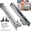 Soft Close and Push to Open Dual-Function Bottom Mount Drawer Slides Rails with Rear mounting Bracket Locking Devices Screws for Face Frame Or Frameless Application15 inch, 1 Pair