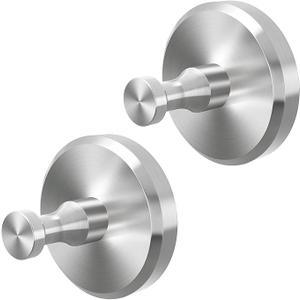 JUYSON Suction Cup Hooks, Shower Suction Hooks for Windows, Glass, Mirror, Tile, Bathroom Adhesive Towel Hook for Hanging, Loofah, Robe, Brushed Nickel, 2 Pack