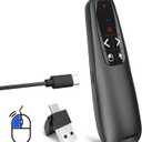 Presentation Clicker PowerPoint Wireless Presenter Remote: Type C Rechargeable Auto Air Mouse Clickers with Red Laser Pointer for Computer Project Mac Slideshow PPT Google Slide Advancer