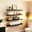 ROGMARS Black Floating Shelves for Wall 36 inch Rustic Solid Wood