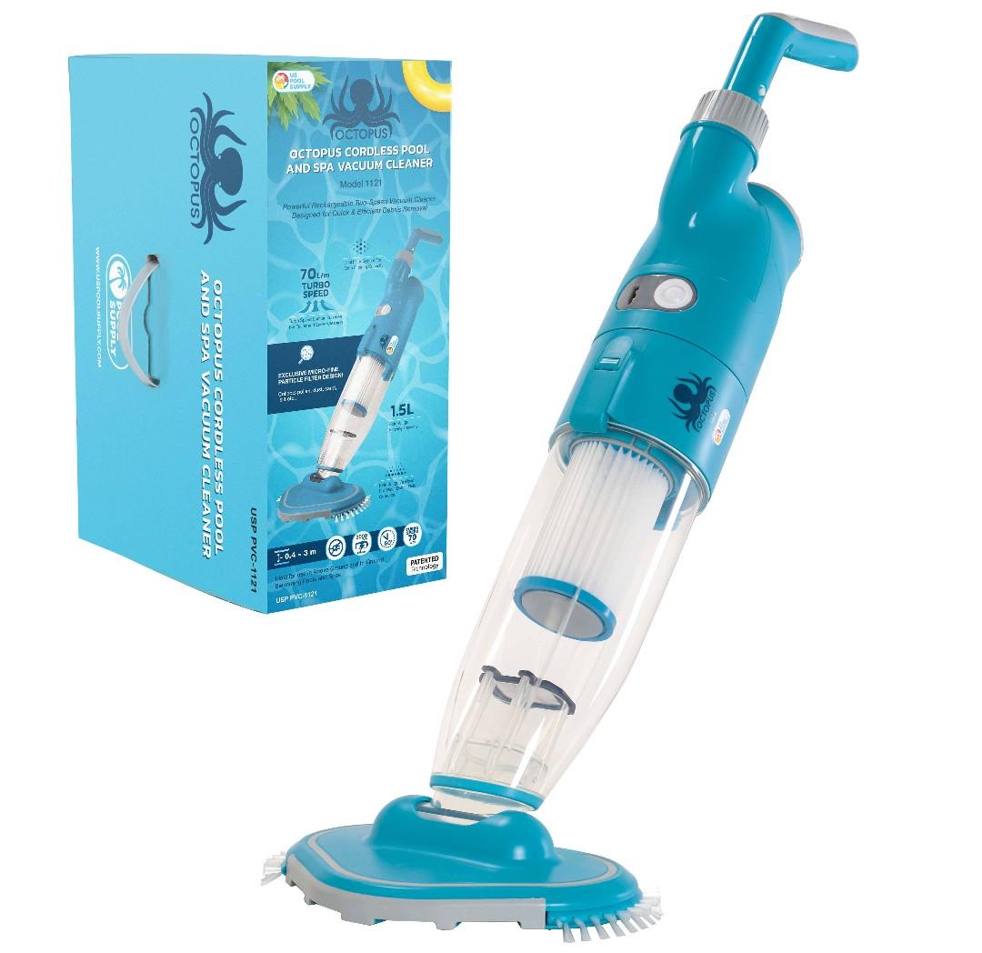 U.S. Pool Supply Handheld Pool Vacuum Cleaner - Manual Rechargeable Pool Vacuum for Above Ground Pools, Hot Tub Spa Vac - Cordless, Powerful Suction, Inground, Scrub Brush Head, Cleaning Leaves Debris U.S. Pool Supply Handheld Pool Vacuum Cleaner - Manual Rechargeable Pool Vacuum for Above Ground Pools, Hot Tub Spa Vac - Cordless, Powerful Suction, Inground, Scrub Brush Head, Cleaning Leaves Debris