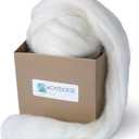 Natural Wool roving, 8 OZ. Best for Needle Felting, handcrafts and Spinning. Natural Colours, un-Dyed. Wool Yarn, Felting Core, Carded Stuffing White Ecru, 8 oz