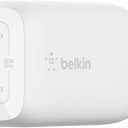 Belkin 65W Dual USB C Charger Block, Super Fast Charging PD3.0 w/ GaN Technology - Samsung Galaxy S25, Apple iPhone 17, Air, Pro, Pro Max, iPad, MacBook, AirPods, Nintendo Switch 2 & More - White