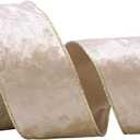 Champagne Velvet Wired Edge Ribbon, 2.5 Inch x 10 Yards Crushed Velvet Christmas Ribbon for Christmas Tree Decoration Gift Wrapping Garland Wreaths Bows Making