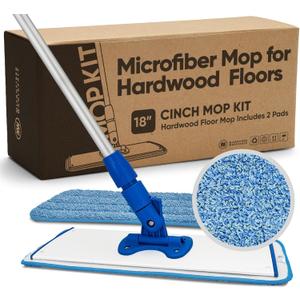 Cinch Mop - Microfiber Mop for Hardwood Floors - Flat Mops System for Wood, Tile, Laminate, Vinyl, 2 Wet Pads Refills, Reusable Micro Fiber Mopping Heads (5 Pack Refill)