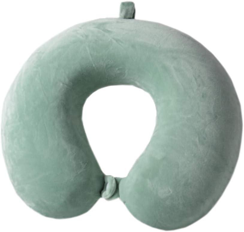 Pure Color Memory Foam Travel U Neck Pillow Soft U Shaped Portable Travel Head Neck Pillow for Airplane Car Office (Green, 30×30×10cm)