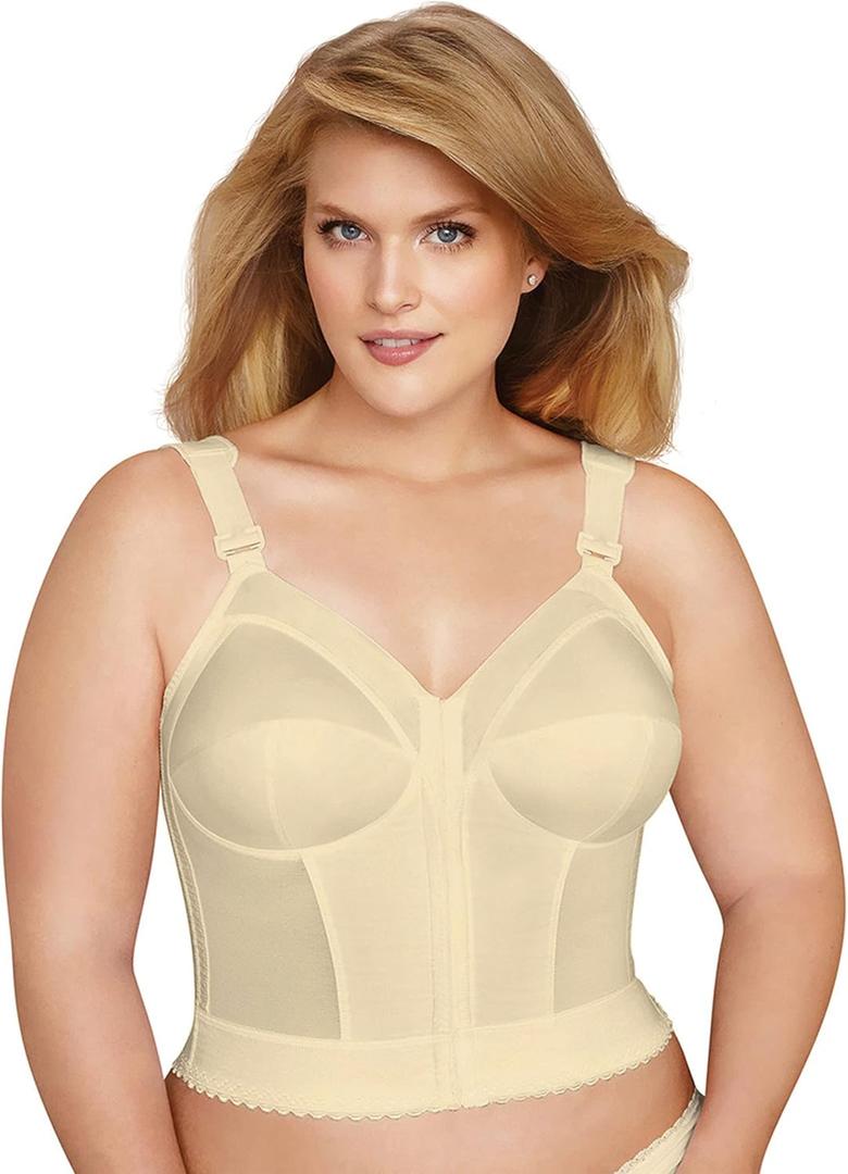Exquisite Form 5107530 FULLY Slimming Wireless Back & Posture Support Longline Bra with Front Closure (34B, Beige)